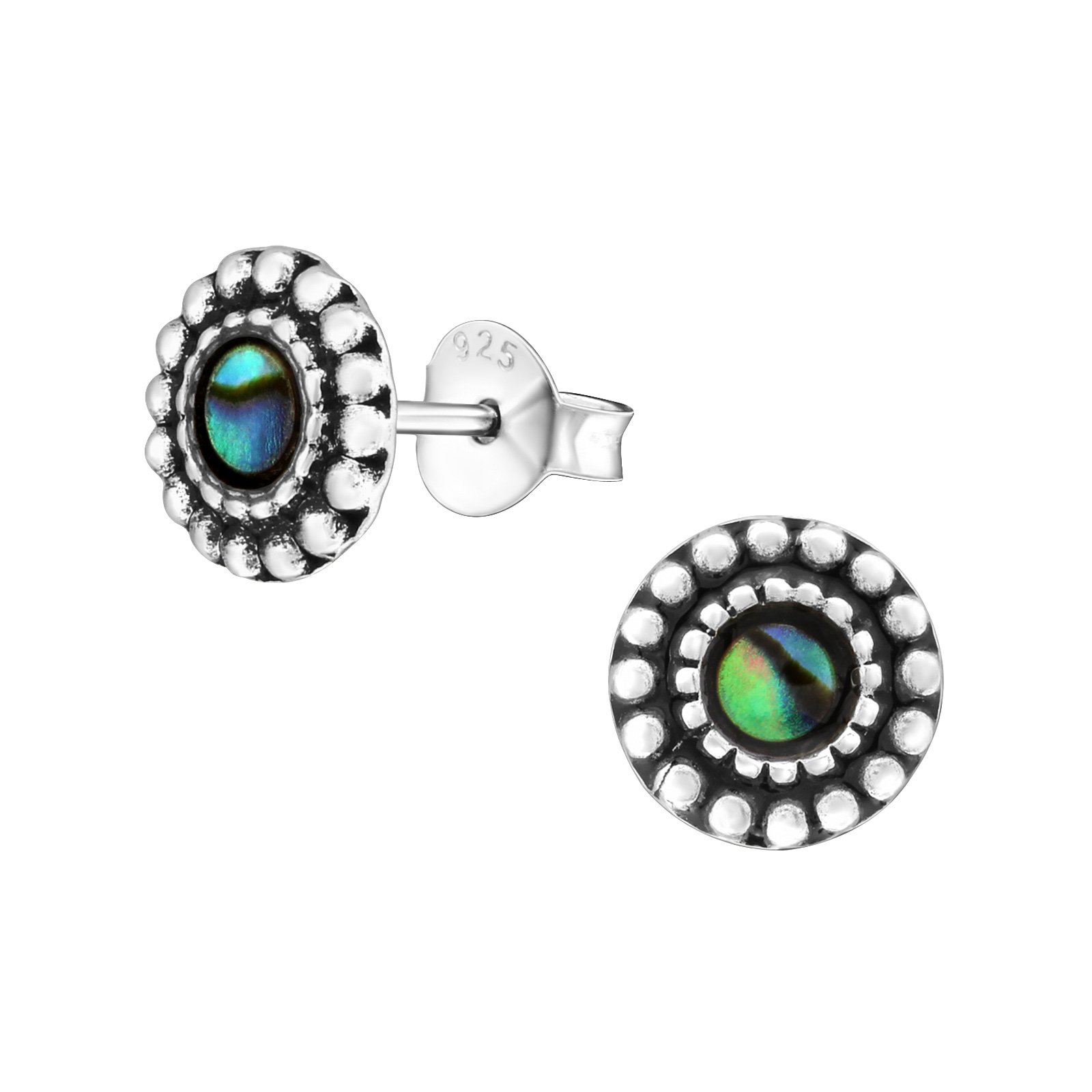 Sterling Silver Bolt Abalone Earrings Sterling Silver Bolt Abalone Earrings