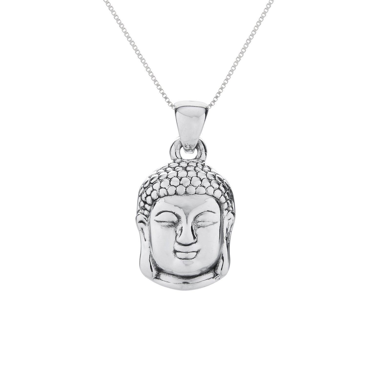 925 Sterling Silver 16-inch Natural Green Jade/Lavendar Jade/Black  Onyx/Brown Jade Carved Buddha Pendant Necklace (20mm x 30mm) (Black Onyx) |  Amazon.com