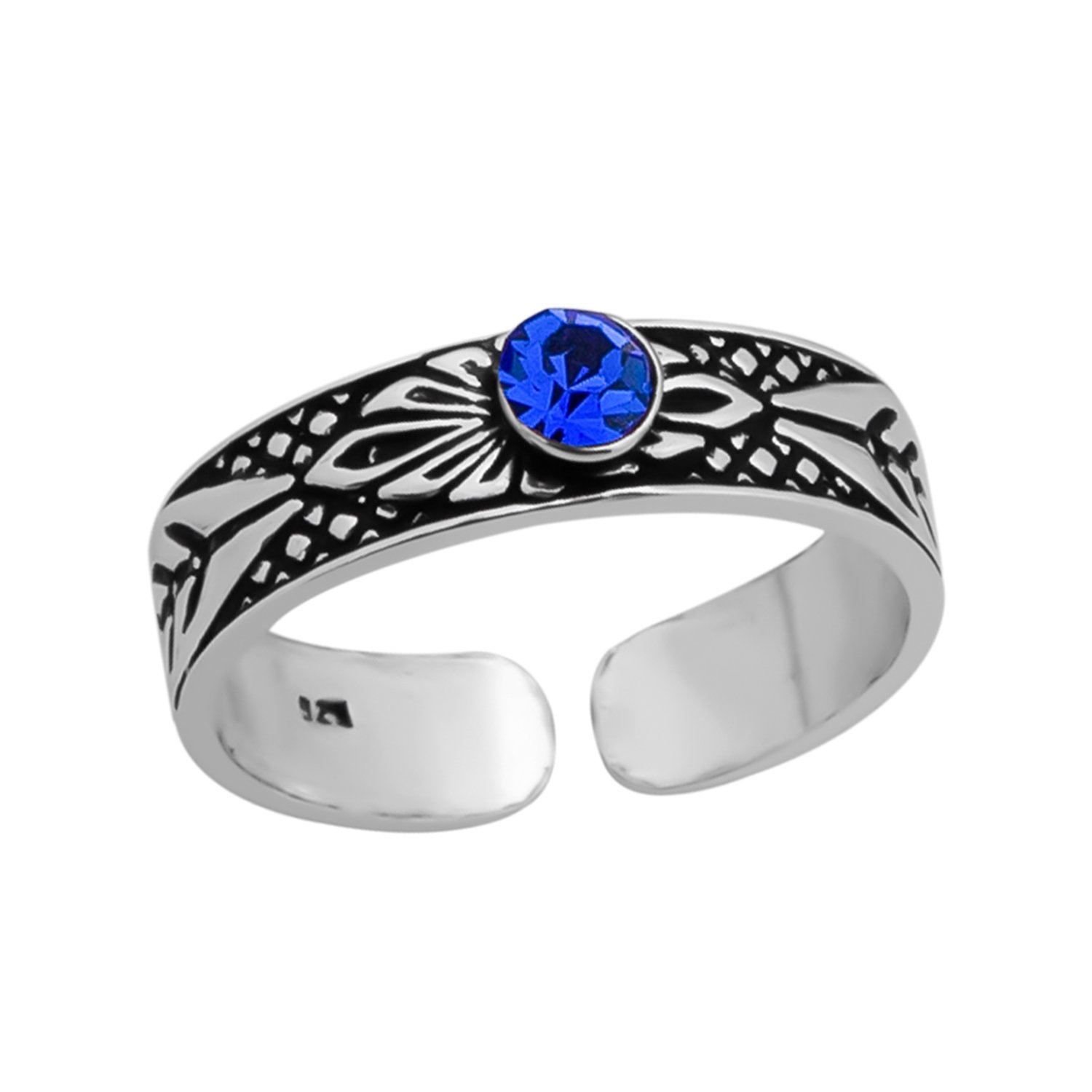 Celtic Knotwork Blue Topaz Silver Toe Ring, Adjustable Toe Rings, Sterling,