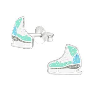 Light Green Ice Skates Earrings 925 Silver Stud Earrings