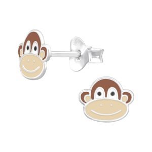 Monkey 925 Silver Stud Earrings for Kids