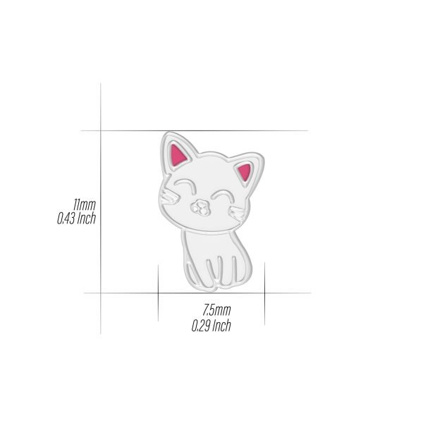 White Cat 925 Silver Stud Earrings Scale