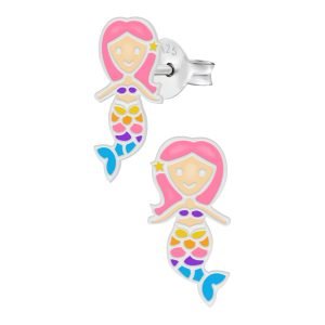 Dancing Mermaid 925 Silver Stud Earrings