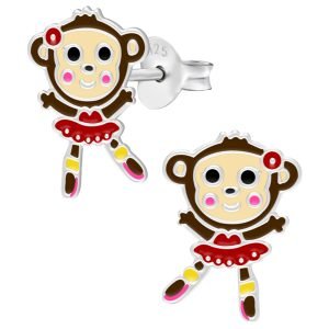 Dancing Monkey 925 Silver Stud Earrings