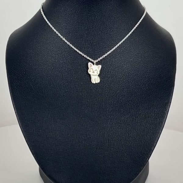 White Cat Pendant 925 Sterling Silver Chain Necklace -SNK-0002-2F