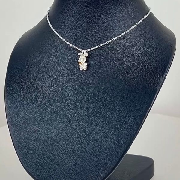 Bunny Pendant with Crystals 925 Sterling Silver Chain Necklace-SNK-0177-1L