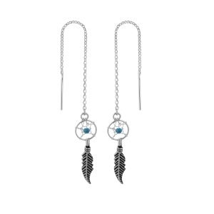 Dream Catcher 925 Silver Threader Earrings