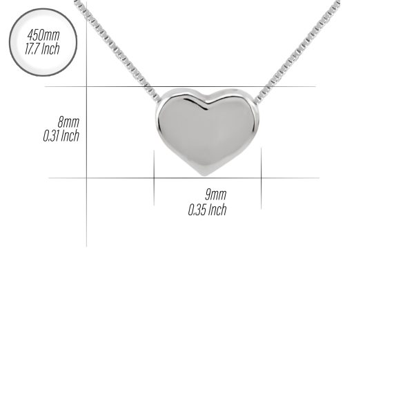 Plain Heart Pendent 925 Sterling Silver Chain Necklace
