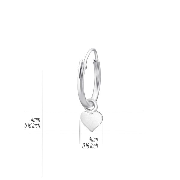 925 Sterling Silver Heart Hoop Earrings